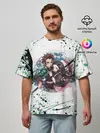Мужская футболка оверсайз / Брызги красок Demon Slayer