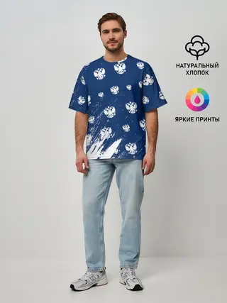 Мужская футболка оверсайз / RUSSIA / РОССИЯ