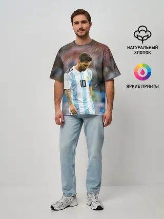 Мужская футболка оверсайз / Месси Аргентина