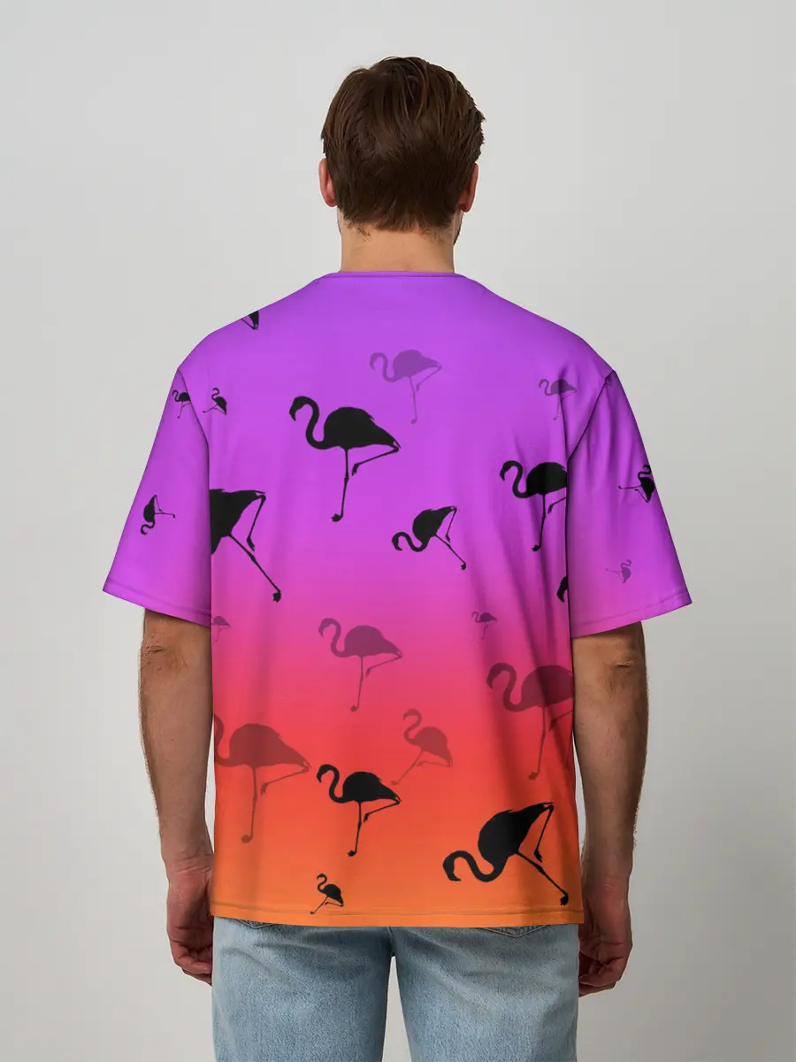 Мужская футболка оверсайз / Фламинго
