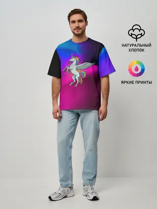 Мужская футболка оверсайз / Единорог | Unicorn
