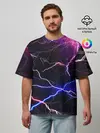 Мужская футболка оверсайз / НЕОНОВЫЕ МОЛНИИ