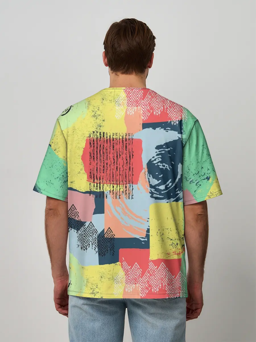 Мужская футболка оверсайз / Желто-зеленый тай-дай