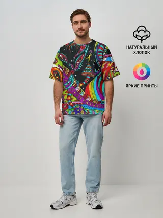 Мужская футболка оверсайз / психоделика