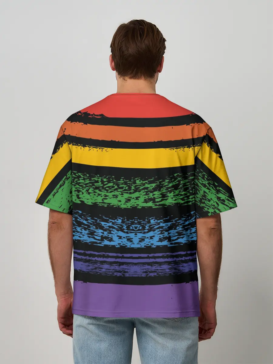 Мужская футболка оверсайз / Радуга