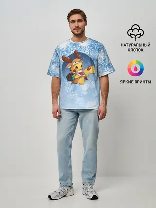 Мужская футболка оверсайз / Pikachu Pika Pika