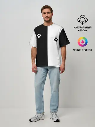 Мужская футболка оверсайз / Кошачьи следы