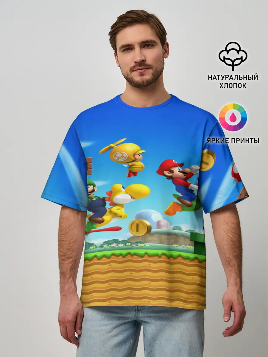 Мужская футболка оверсайз / Марио