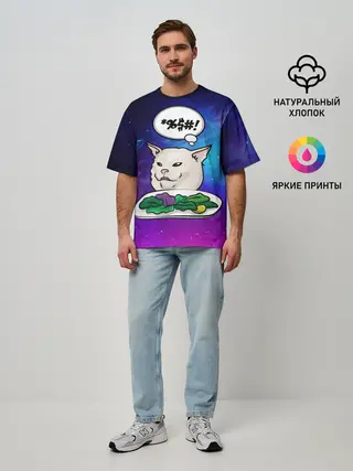 Мужская футболка оверсайз / Woman yelling at a cat
