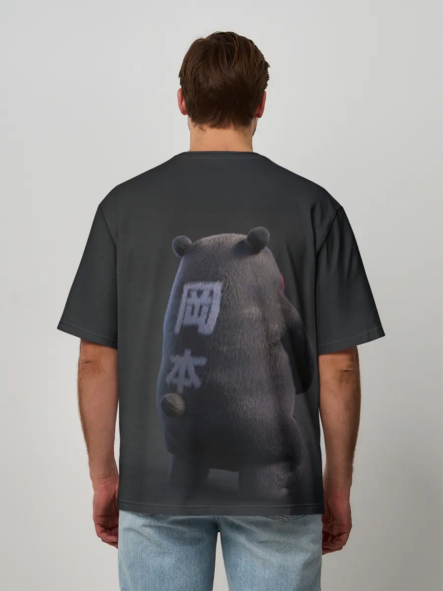 Мужская футболка оверсайз / Kumamon прикрылся