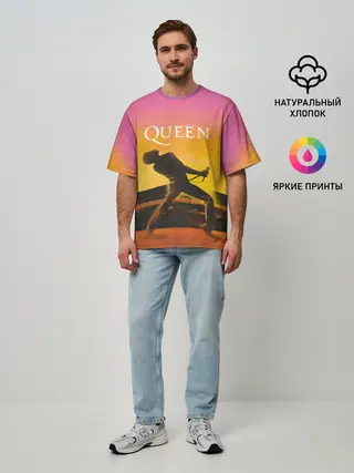 Мужская футболка оверсайз / Queen | Freddie Mercury