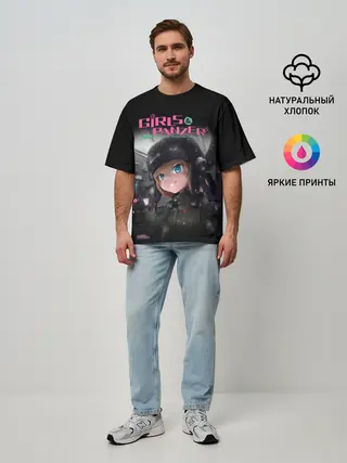 Мужская футболка оверсайз / Девушки и танки | Girls und Panzer