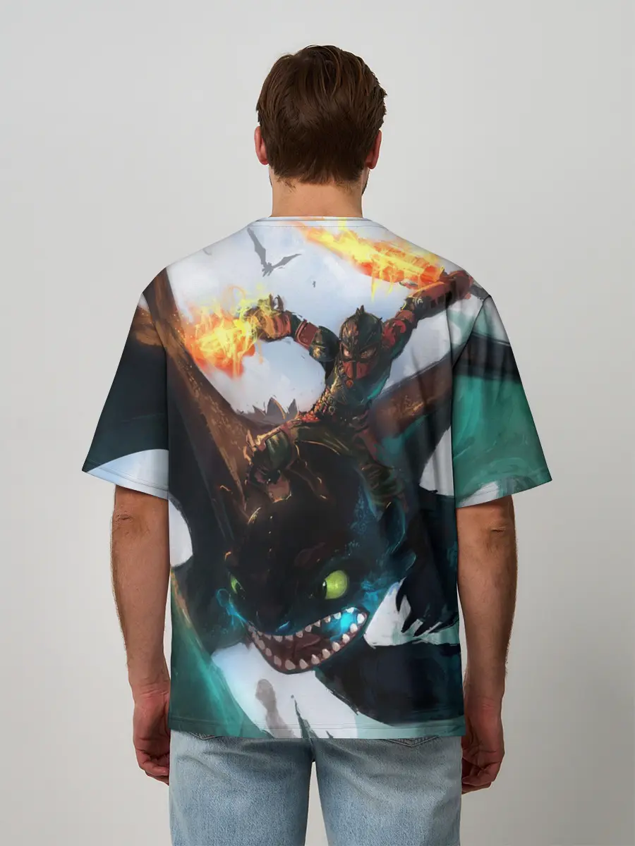 Мужская футболка оверсайз / как приручить дракона