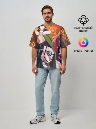 Мужская футболка оверсайз / восхождение героя щита