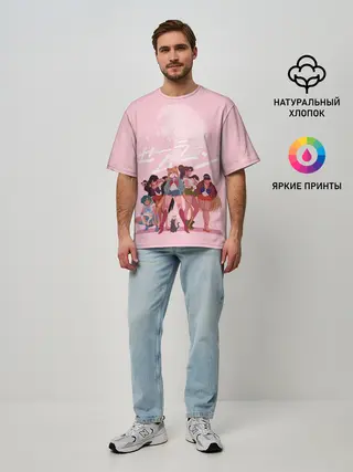 Мужская футболка оверсайз / PINK SAILOR MOON