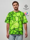 Мужская футболка оверсайз / Зеленая мозаика