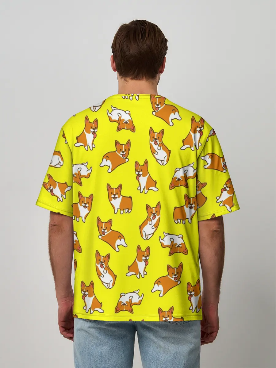 Мужская футболка оверсайз / Corgi