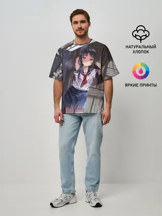 Мужская футболка оверсайз / Летний дождь