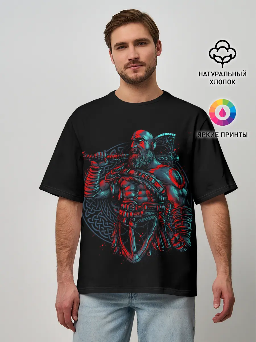 Мужская футболка оверсайз / Brutal Kratos