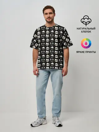 Мужская футболка оверсайз / Прикольные смайлы Хэллоуин 2 / Halloween 2