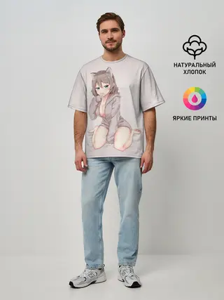 Мужская футболка оверсайз / Аниме котёнок