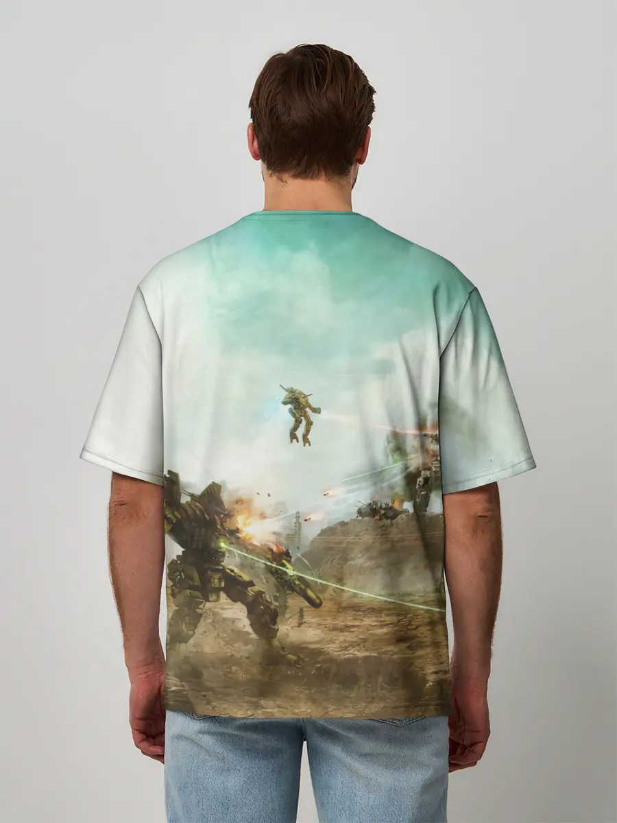 Мужская футболка оверсайз / Битва мехов