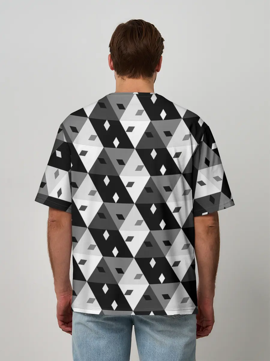Мужская футболка оверсайз / Абстрактные кубики