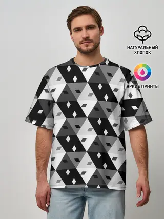 Мужская футболка оверсайз / Абстрактные кубики