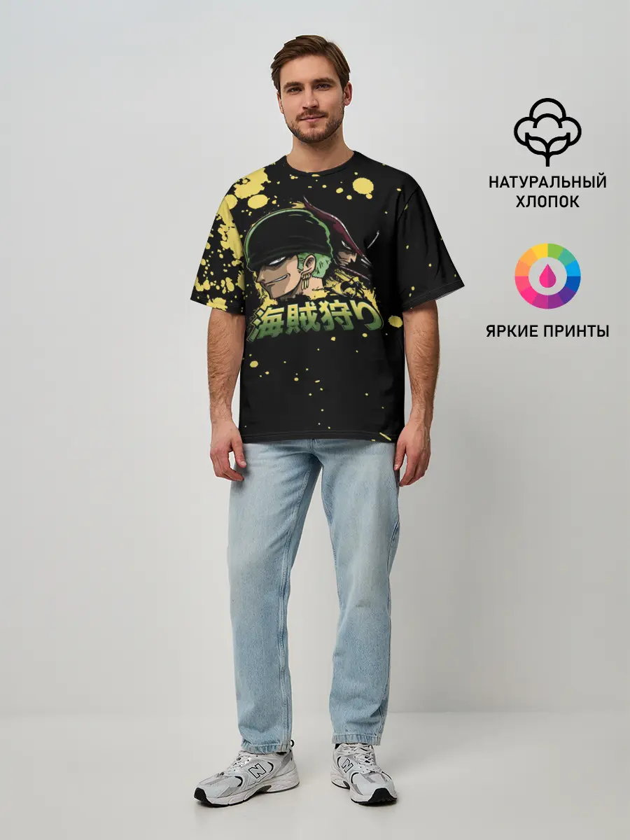 Мужская футболка оверсайз / Зоро One Piece. Большой куш