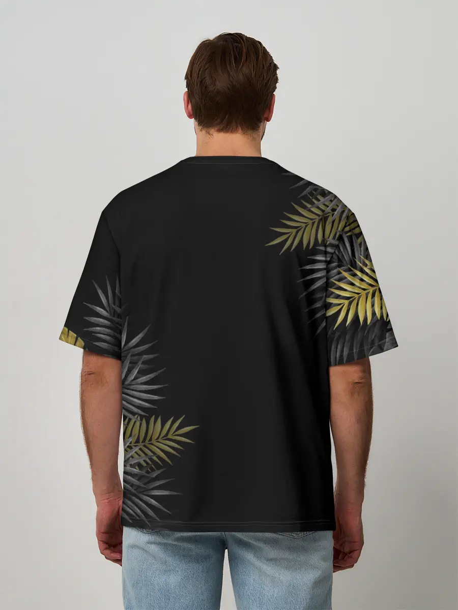 Мужская футболка оверсайз / ЗОЛОТЫЕ БАБОЧКИ И ПАПОРОТНИК