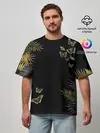 Мужская футболка оверсайз / ЗОЛОТЫЕ БАБОЧКИ И ПАПОРОТНИК