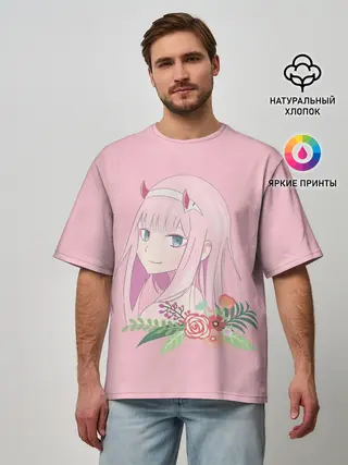 Мужская футболка оверсайз / Pink Zero Two