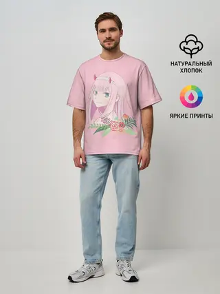 Мужская футболка оверсайз / Pink Zero Two