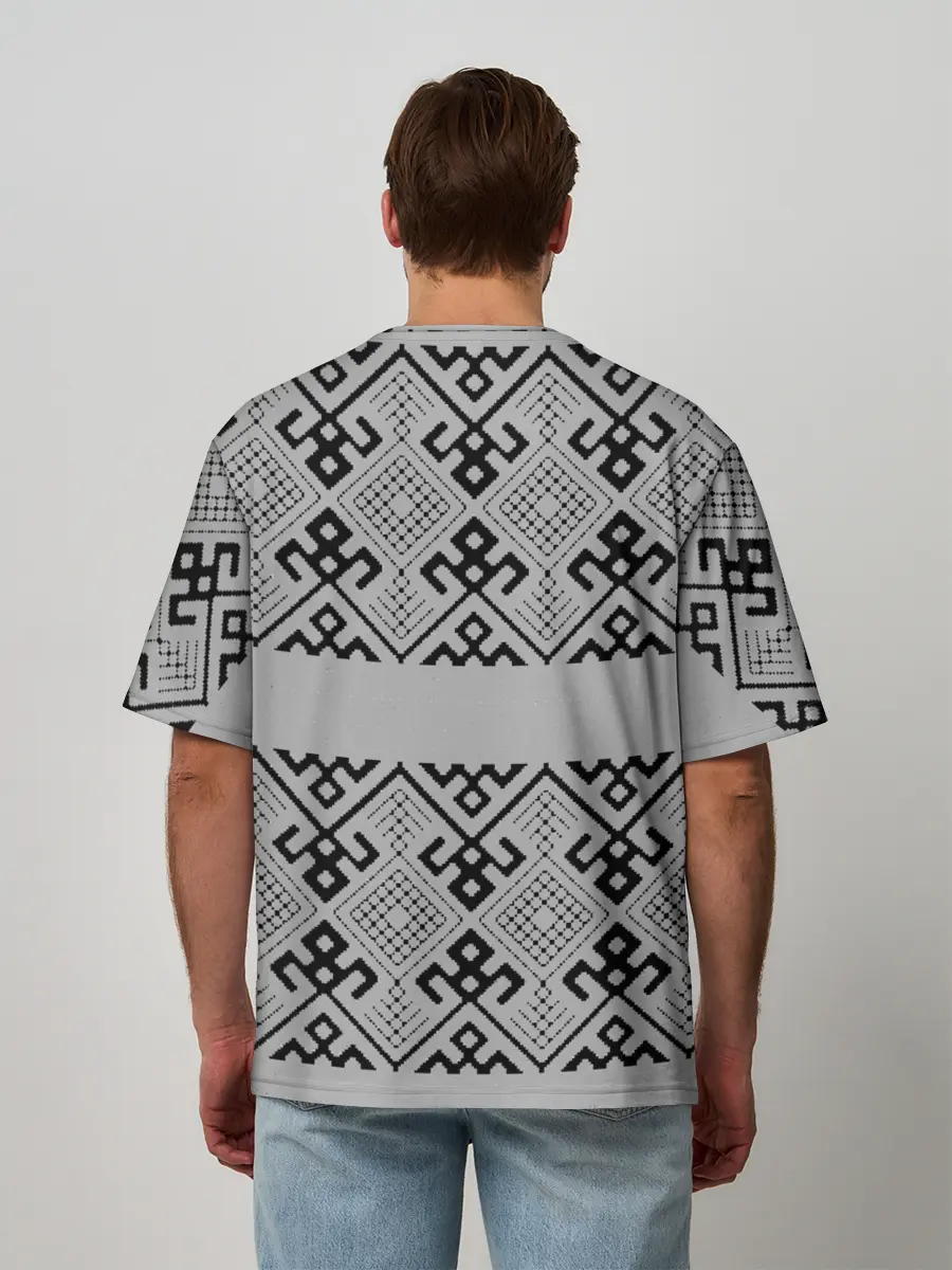 Мужская футболка оверсайз / Русские народные узоры