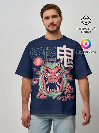 Мужская футболка оверсайз / Anime Oni Demon Yokai