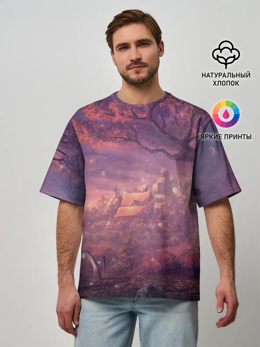 Мужская футболка оверсайз / Fantasy Forest