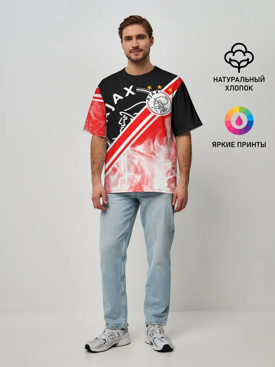 Мужская футболка оверсайз / FC AJAX AMSTERDAM / ФК АЯКС