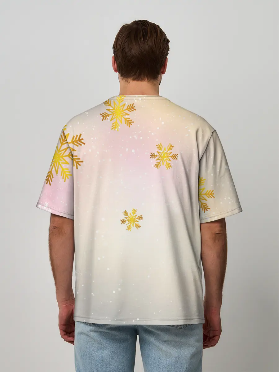 Мужская футболка оверсайз / Новогодний кот