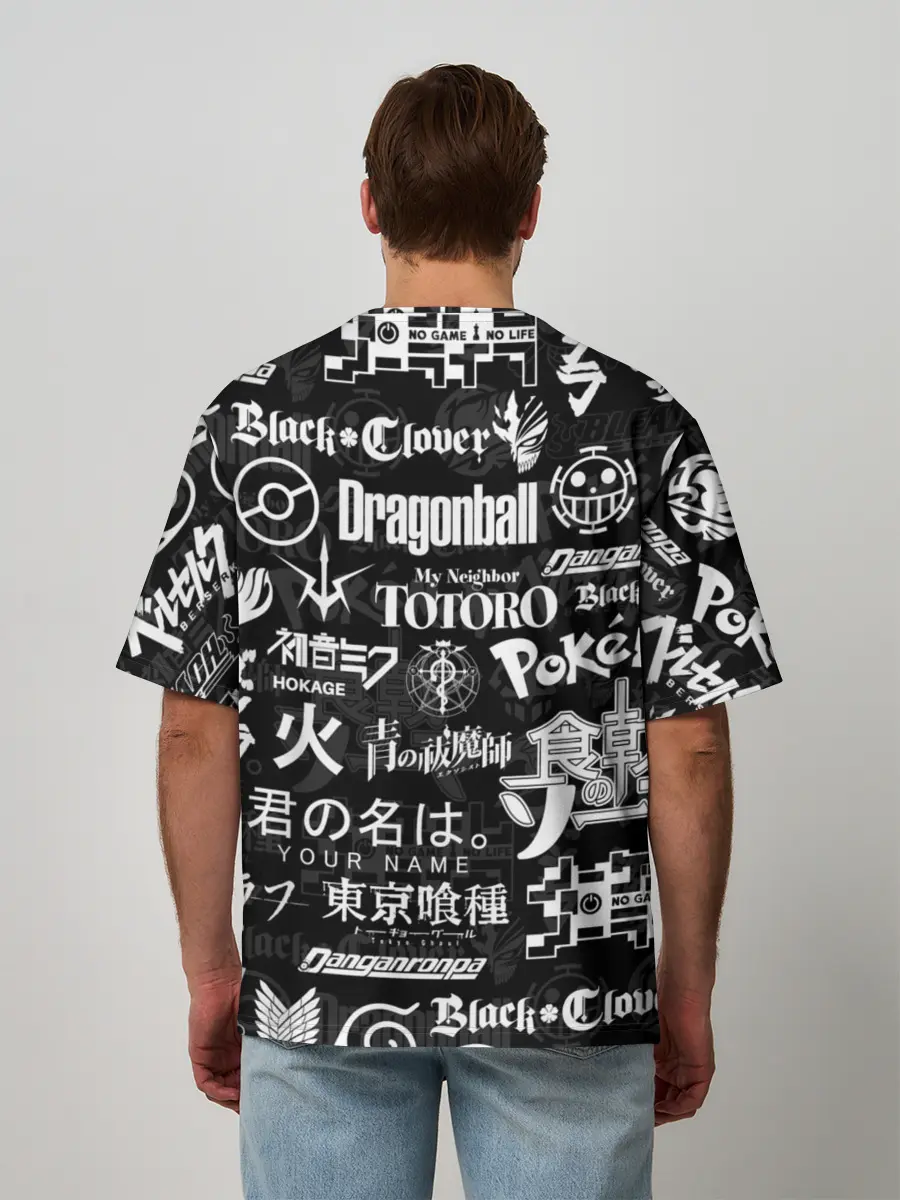 Мужская футболка оверсайз / ЛОГОТИПЫ АНИМЕ | LOGO ANIME