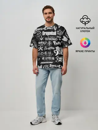 Мужская футболка оверсайз / ЛОГОТИПЫ АНИМЕ | LOGO ANIME