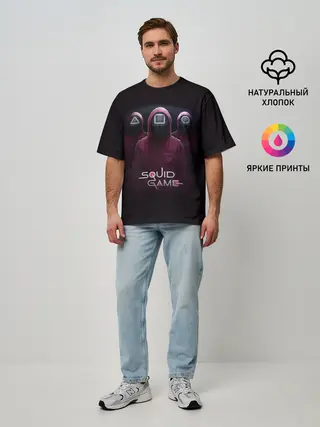 Мужская футболка оверсайз / SQUID GAME | ИГРА В КАЛЬМАРА СОТРУДНИКИ