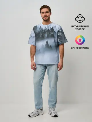 Мужская футболка оверсайз / Сумеречный лес
