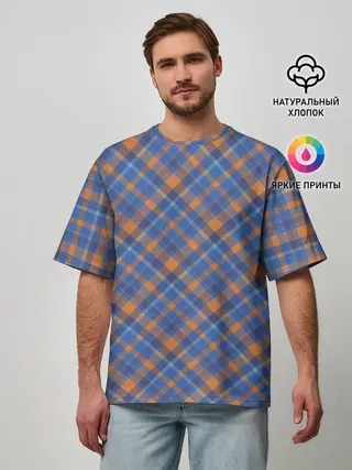 Мужская футболка оверсайз / Клеточный узор