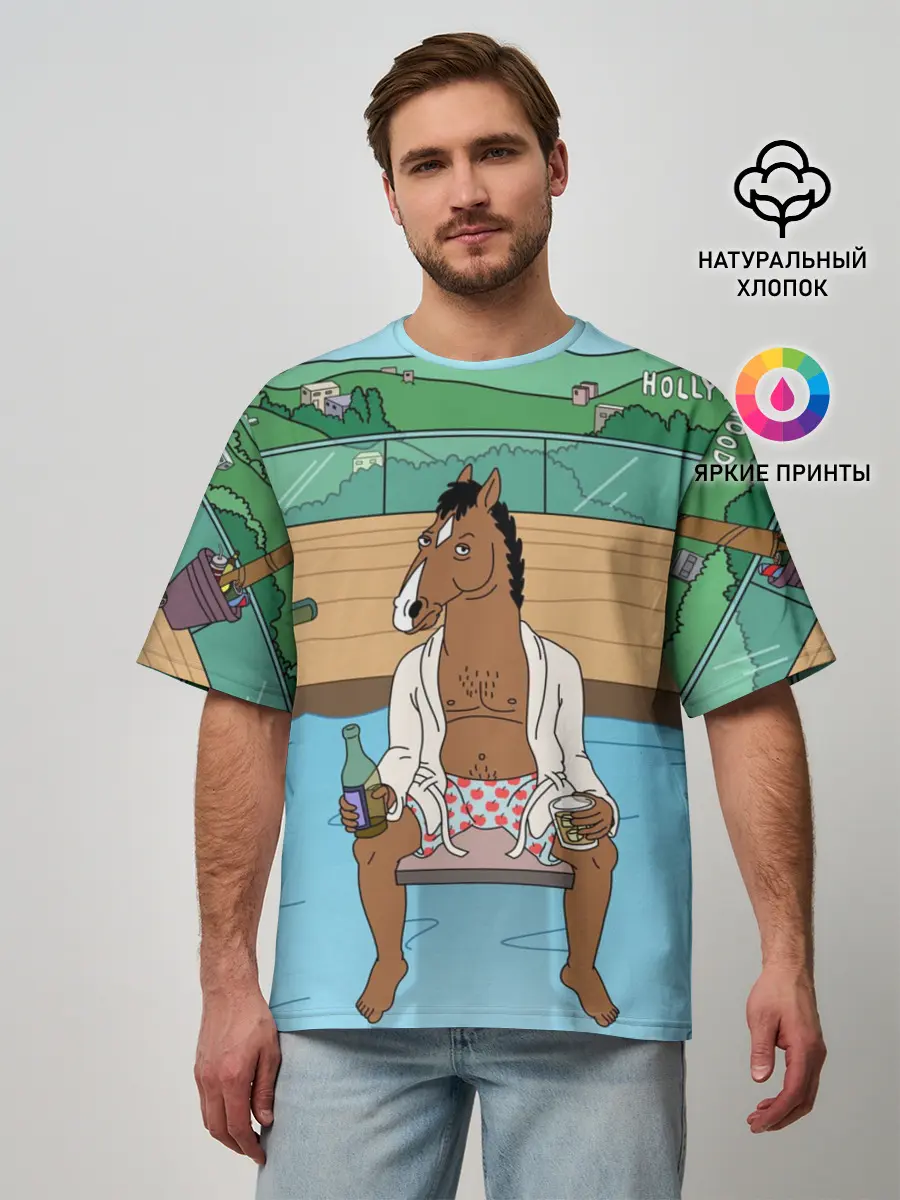 Мужская футболка оверсайз / Конь БоДжек