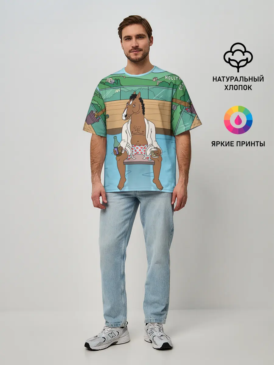 Мужская футболка оверсайз / Конь БоДжек