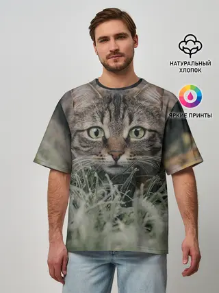 Мужская футболка оверсайз / Кошка