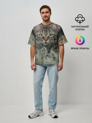 Мужская футболка оверсайз / Кошка