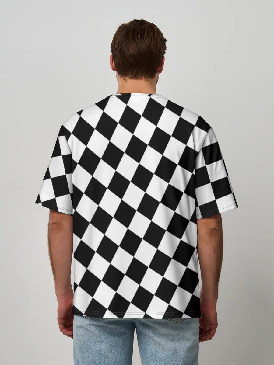 Мужская футболка оверсайз / Клетки