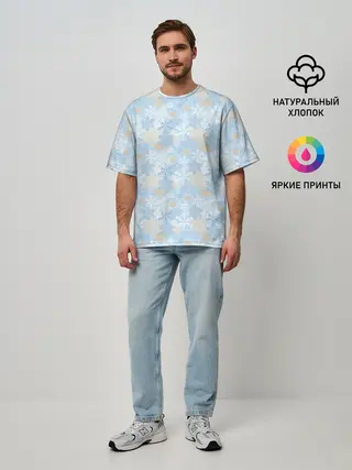 Мужская футболка оверсайз / Узоры Снежинки