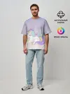 Мужская футболка оверсайз / единорожек на фиолетовом